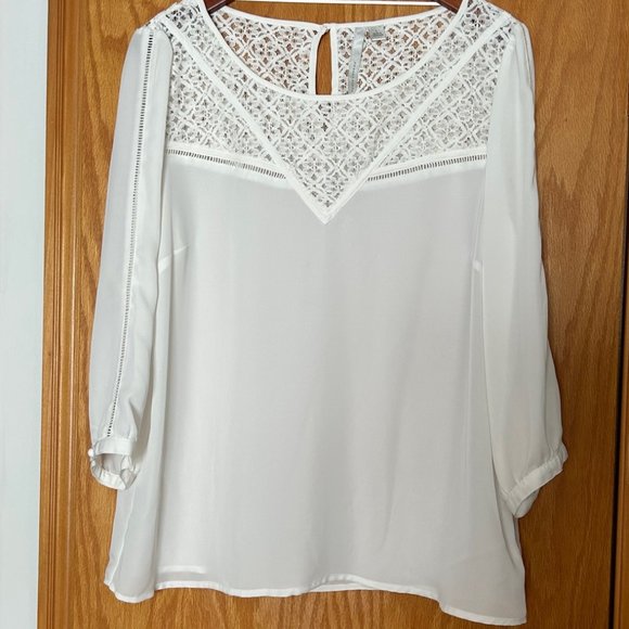Lauren Conrad blouse. White, sheer, size L. - Picture 1 of 5